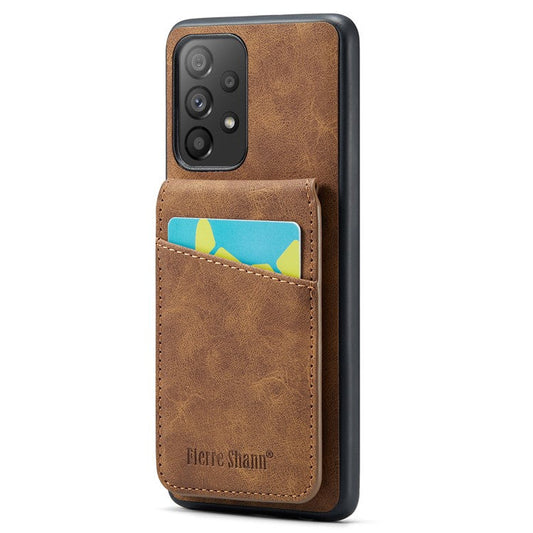 FIERRE SHANN For Samsung Galaxy A23 4G / A23 5G (Global Version) Card Slots Cell Phone Case - Brown