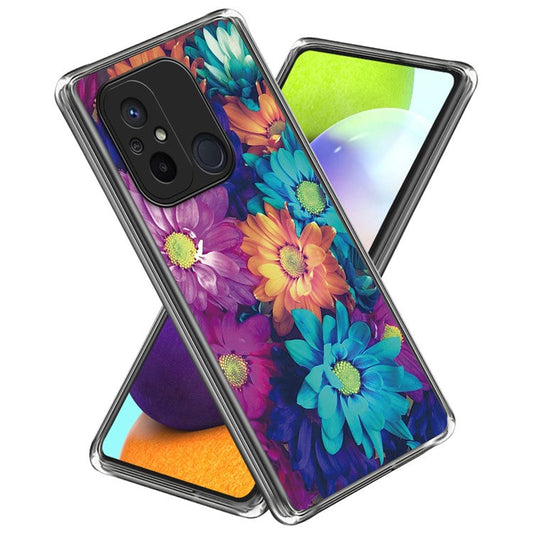 For Xiaomi Redmi 12C 4G Phone Cover Pattern Printing Anti-scratch TPU Case - Chrysanthemum