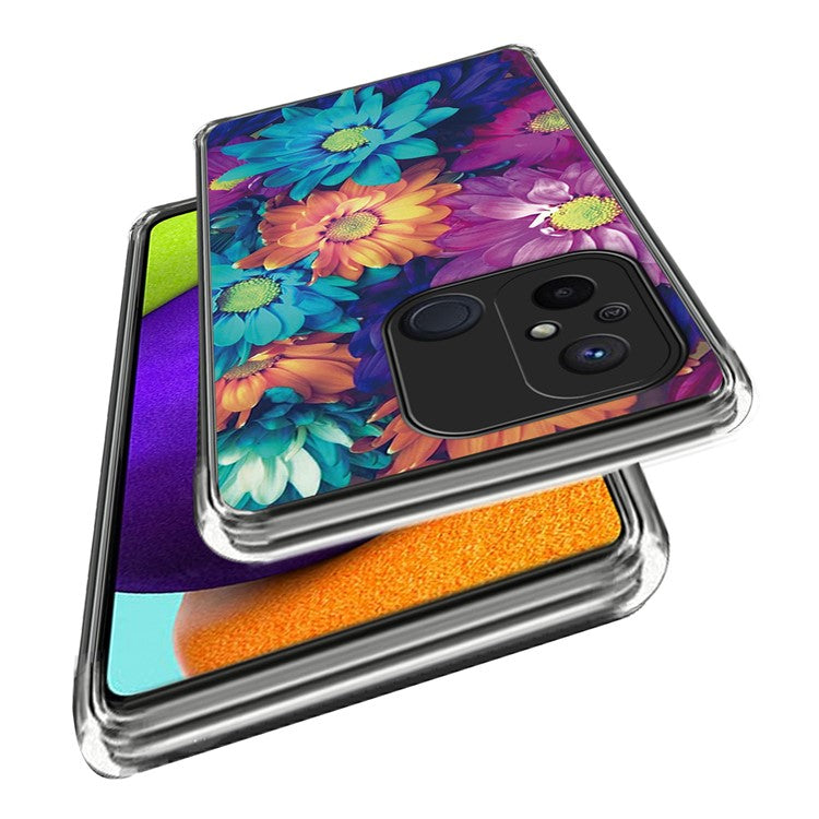 For Xiaomi Redmi 12C 4G Phone Cover Pattern Printing Anti-scratch TPU Case - Chrysanthemum
