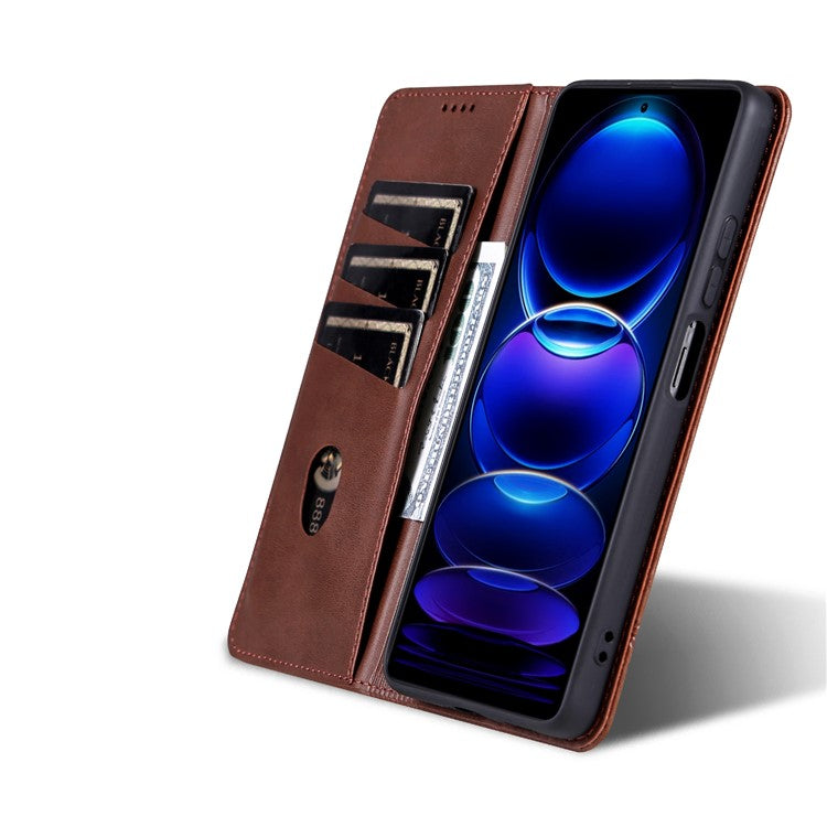 AZNS For Huawei Enjoy 70 4G / nova Y72 4G PU Leather Wallet Case Magnetic Absorption Flip Phone Cover - Coffee