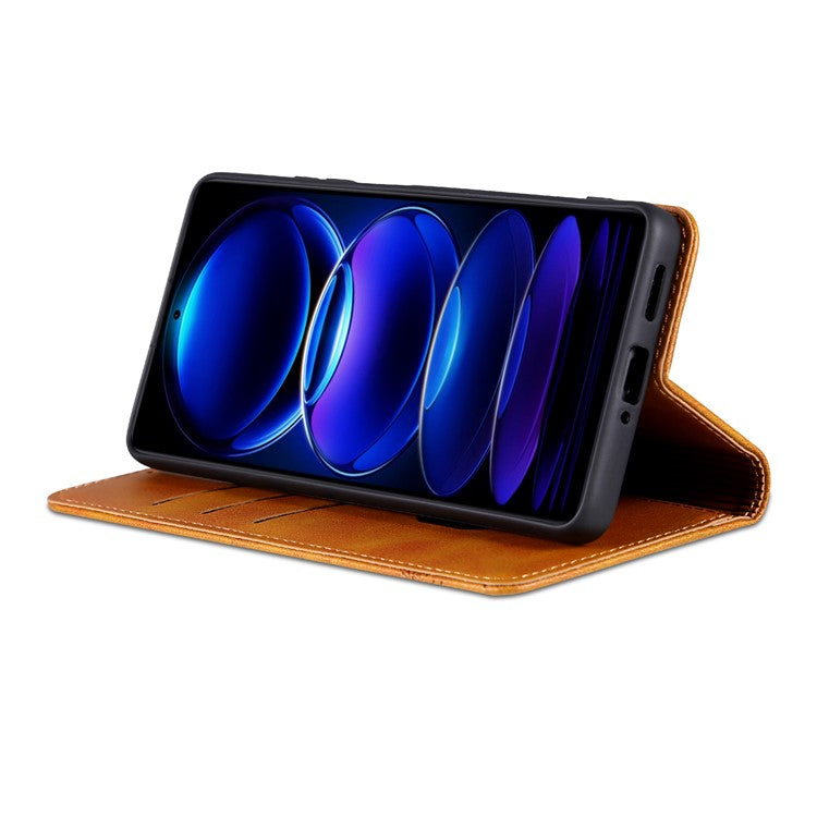 AZNS For Huawei Enjoy 70 4G / nova Y72 4G PU Leather Wallet Case Magnetic Absorption Flip Phone Cover - Brown