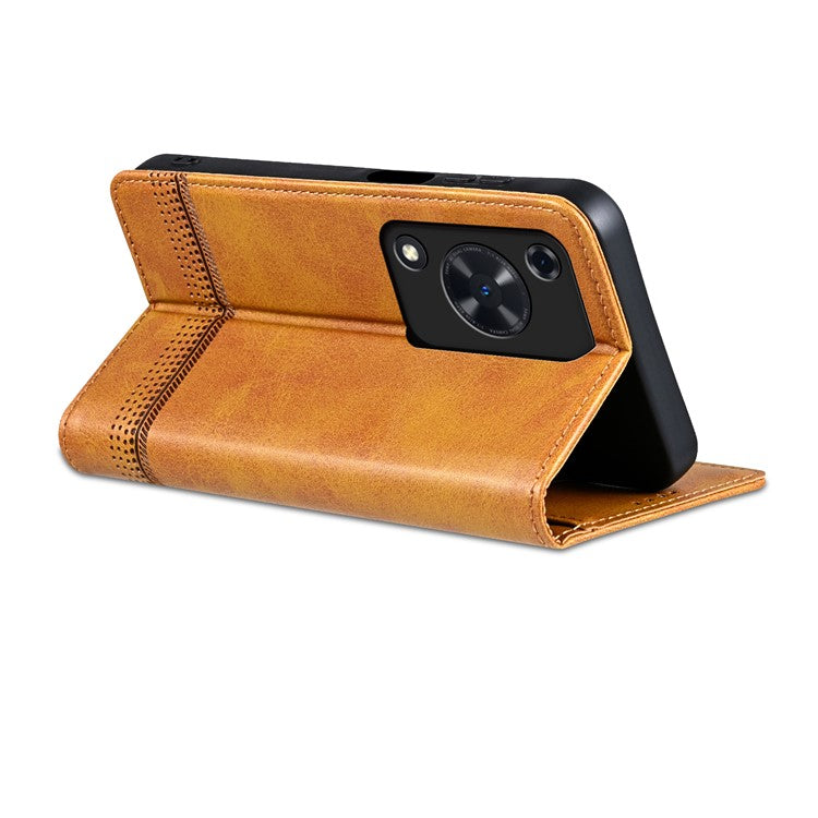 AZNS For Huawei Enjoy 70 4G / nova Y72 4G PU Leather Wallet Case Magnetic Absorption Flip Phone Cover - Brown
