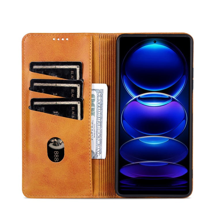 AZNS For Huawei Enjoy 70 4G / nova Y72 4G PU Leather Wallet Case Magnetic Absorption Flip Phone Cover - Brown