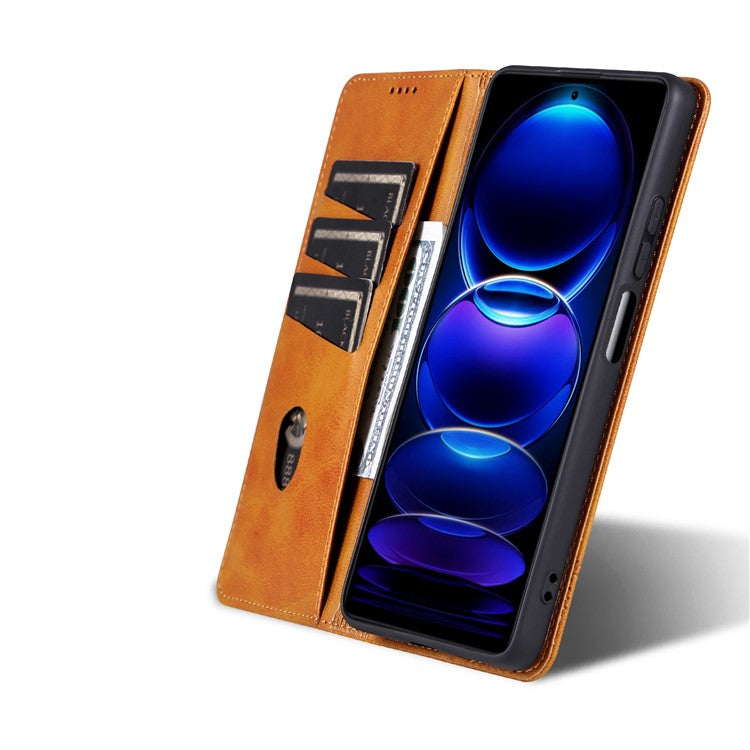 AZNS For Huawei Enjoy 70 4G / nova Y72 4G PU Leather Wallet Case Magnetic Absorption Flip Phone Cover - Brown