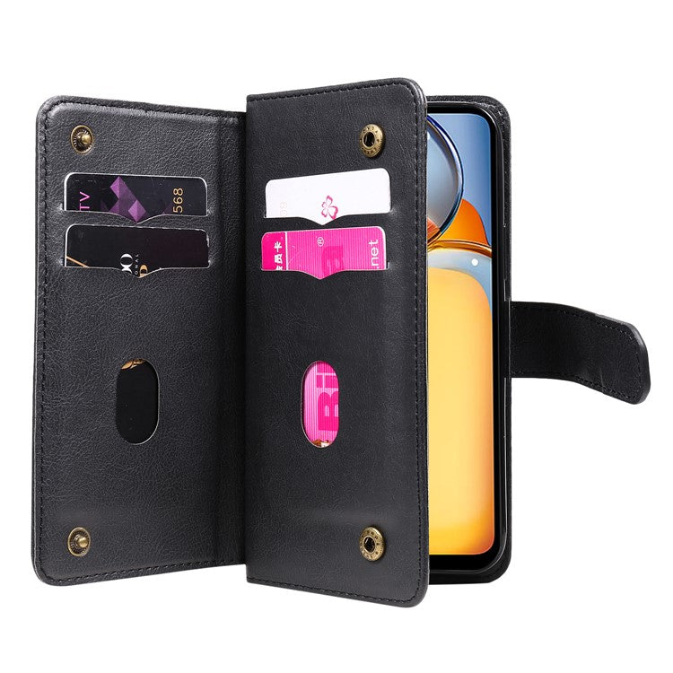For Xiaomi Redmi 13C 4G / 13C 5G / 13R 5G / Poco M6 5G / Poco C65 4G Leather Case Wallet 10 Card Slots - Black