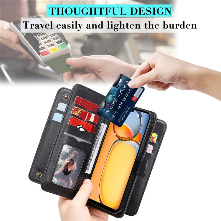 For Xiaomi Redmi 13C 4G / 13C 5G / 13R 5G / Poco M6 5G / Poco C65 4G Leather Case Wallet 10 Card Slots - Black