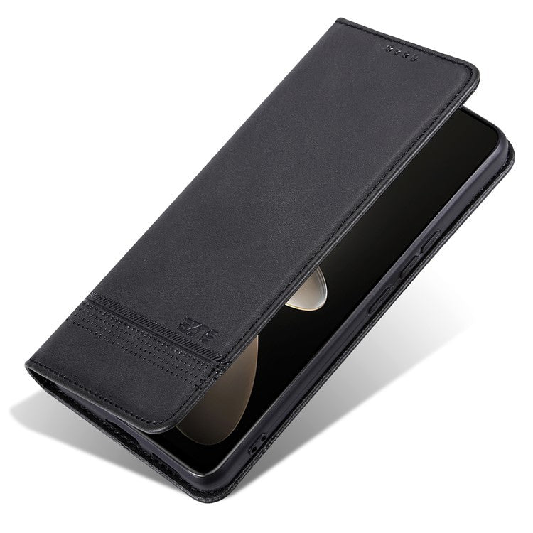 AZNS Wallet Case for Huawei nova 12 5G Leather Phone Cover Folding Stand - Black