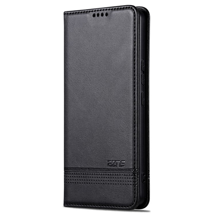 AZNS Wallet Case for Huawei nova 12 5G Leather Phone Cover Folding Stand - Black