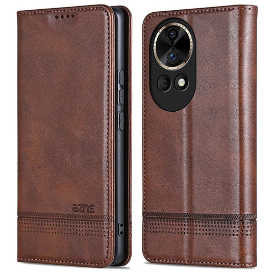 AZNS Wallet Case for Huawei nova 12 5G Leather Phone Cover Folding Stand - Coffee