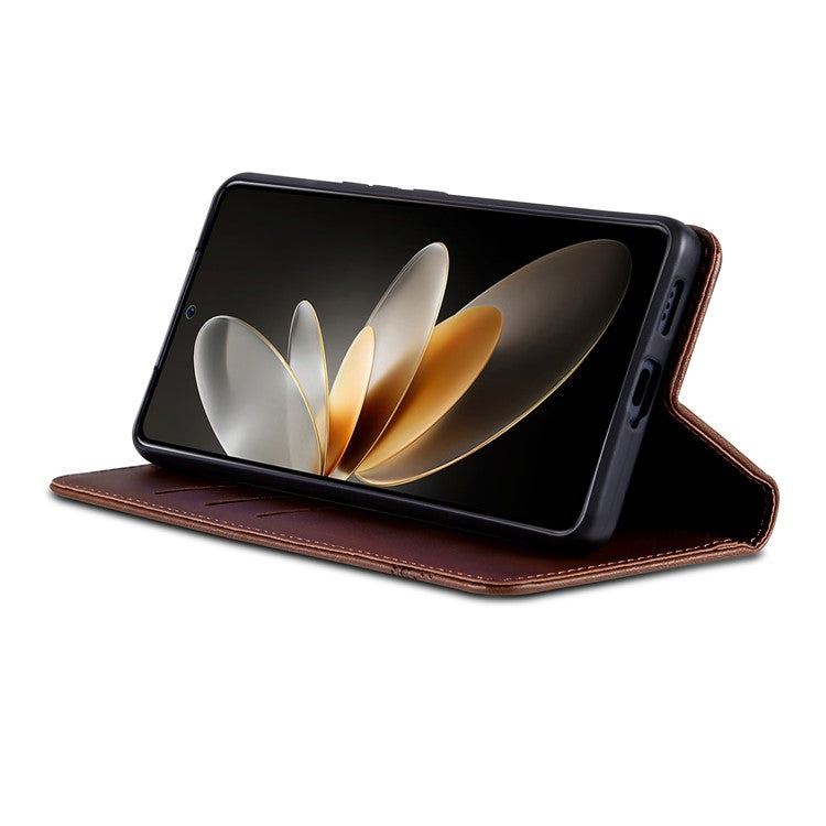 AZNS Wallet Case for Huawei nova 12 5G Leather Phone Cover Folding Stand - Coffee