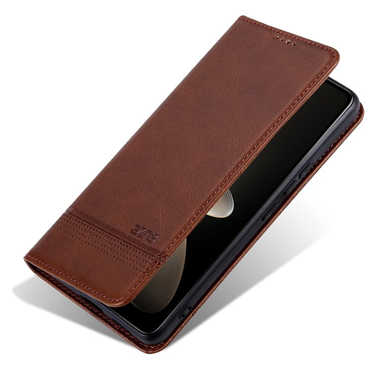 AZNS Wallet Case for Huawei nova 12 5G Leather Phone Cover Folding Stand - Coffee