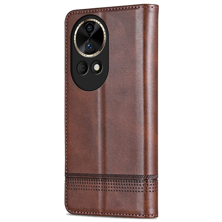 AZNS Wallet Case for Huawei nova 12 5G Leather Phone Cover Folding Stand - Coffee