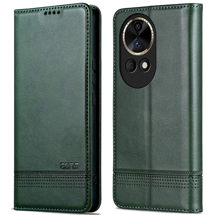AZNS Wallet Case for Huawei nova 12 5G Leather Phone Cover Folding Stand - Green