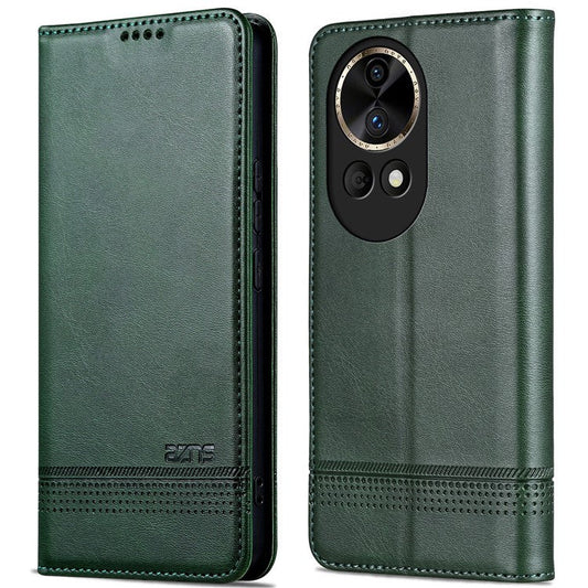 AZNS Wallet Case for Huawei nova 12 5G Leather Phone Cover Folding Stand - Green