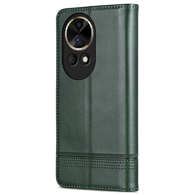 AZNS Wallet Case for Huawei nova 12 5G Leather Phone Cover Folding Stand - Green