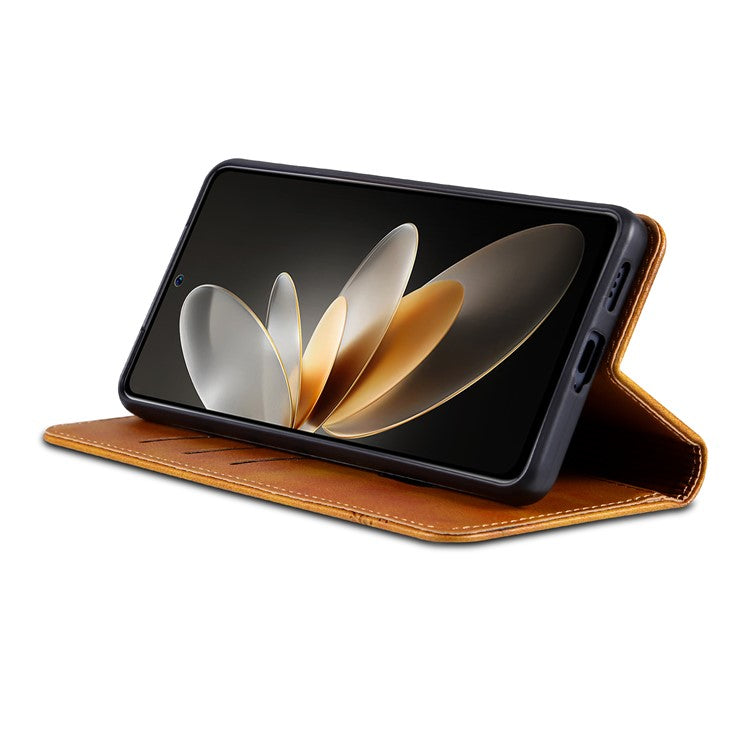 AZNS Wallet Case for Huawei nova 12 5G Leather Phone Cover Folding Stand - Brown