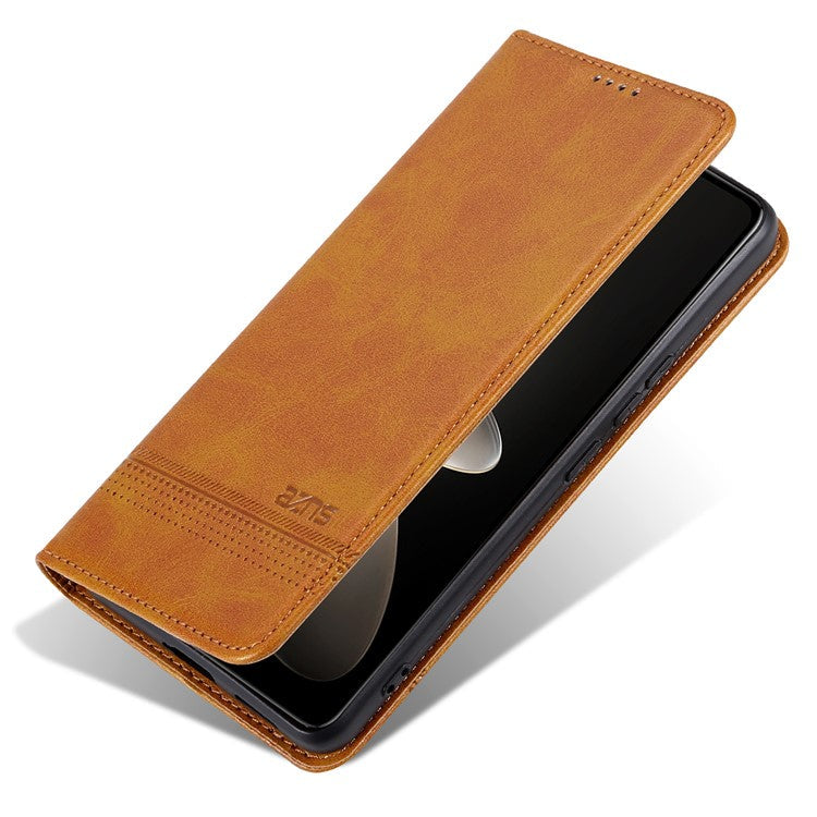 AZNS Wallet Case for Huawei nova 12 5G Leather Phone Cover Folding Stand - Brown