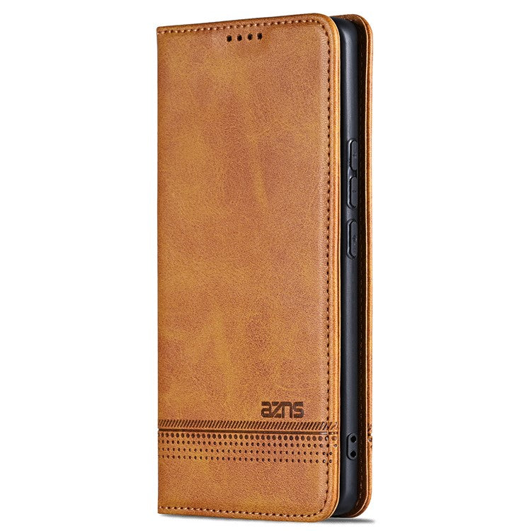AZNS Wallet Case for Huawei nova 12 5G Leather Phone Cover Folding Stand - Brown