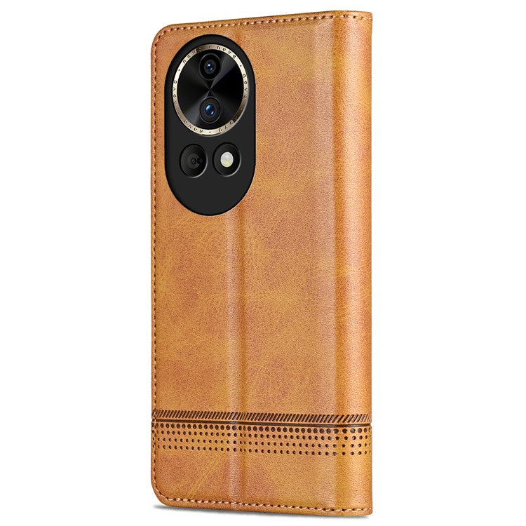AZNS Wallet Case for Huawei nova 12 5G Leather Phone Cover Folding Stand - Brown