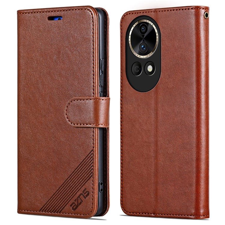 AZNS For Huawei nova 12 5G Wallet Phone Case PU Leather Flip Cover - Brown