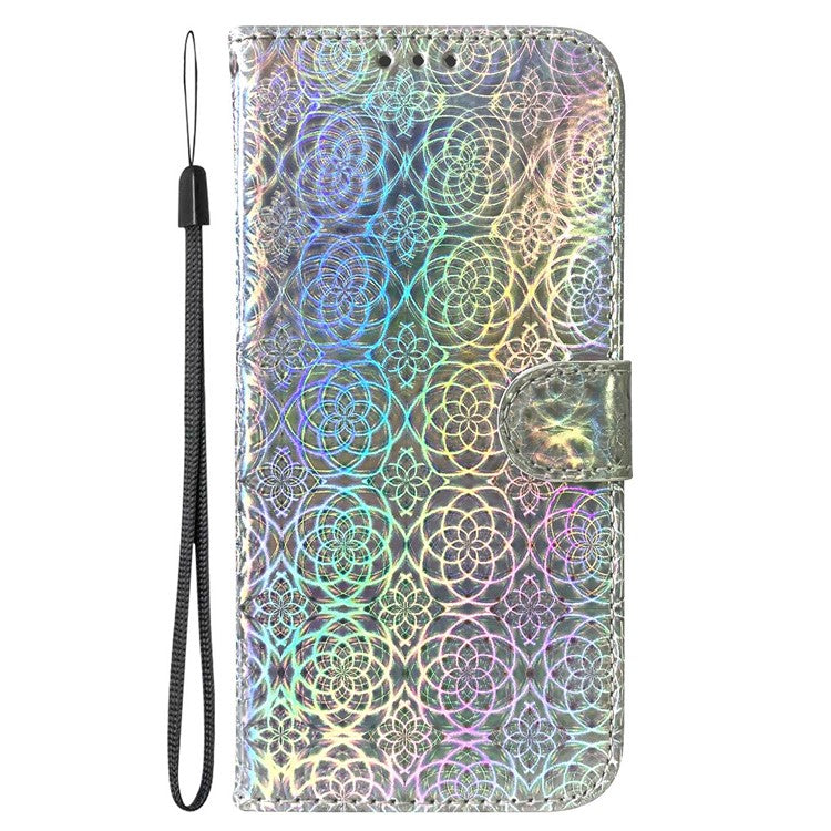 For Xiaomi Redmi Note 13 Pro+ 5G Leather Case Dazzling Flower Phone Cover - Grey