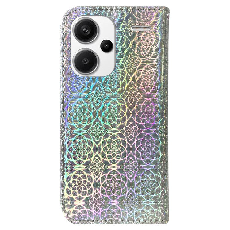 For Xiaomi Redmi Note 13 Pro+ 5G Leather Case Dazzling Flower Phone Cover - Grey