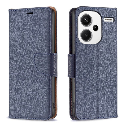 For Xiaomi Redmi Note 13 Pro+ 5G Wallet Case PU Leather Litchi Texture Flip Phone Cover - Dark Blue