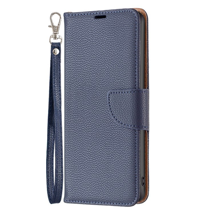 For Xiaomi Redmi Note 13 Pro+ 5G Wallet Case PU Leather Litchi Texture Flip Phone Cover - Dark Blue