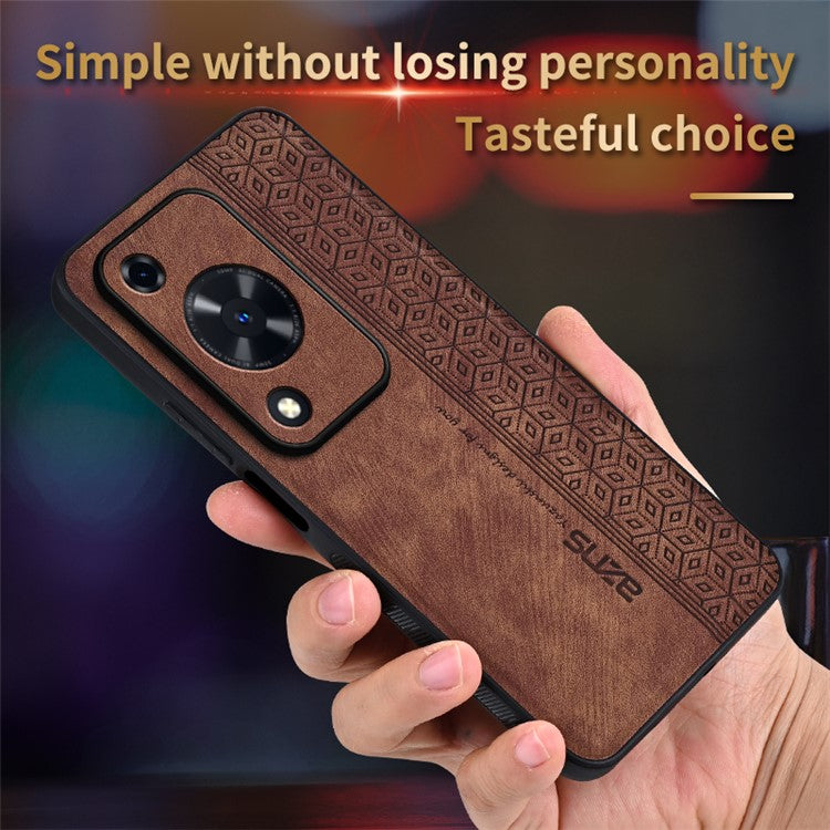 AZNS For Huawei Enjoy 70 4G / nova Y72 4G Case Imprinted PU Leather+TPU Protective Phone Cover - Brown