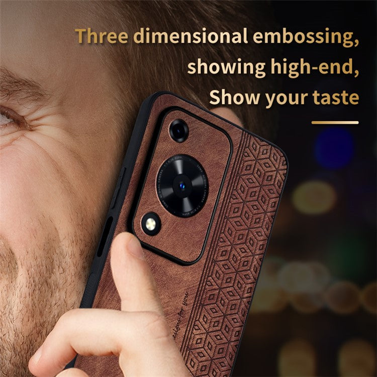 AZNS For Huawei Enjoy 70 4G / nova Y72 4G Case Imprinted PU Leather+TPU Protective Phone Cover - Brown