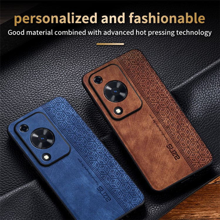 AZNS For Huawei Enjoy 70 4G / nova Y72 4G Case Imprinted PU Leather+TPU Protective Phone Cover - Brown