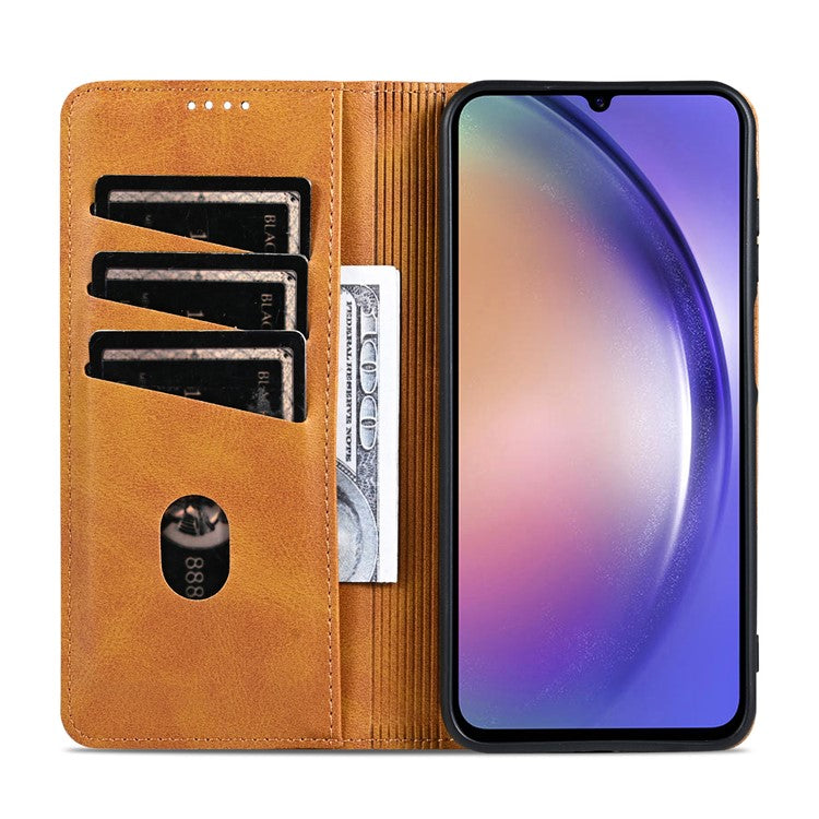 AZNS For Samsung Galaxy A25 5G (Global) (161.0 x 76.5 x 8.3mm) PU Leather Case Phone Wallet Cover - Brown