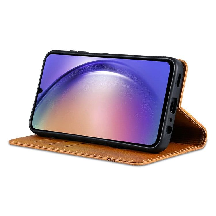 AZNS For Samsung Galaxy A25 5G (Global) (161.0 x 76.5 x 8.3mm) PU Leather Case Phone Wallet Cover - Brown