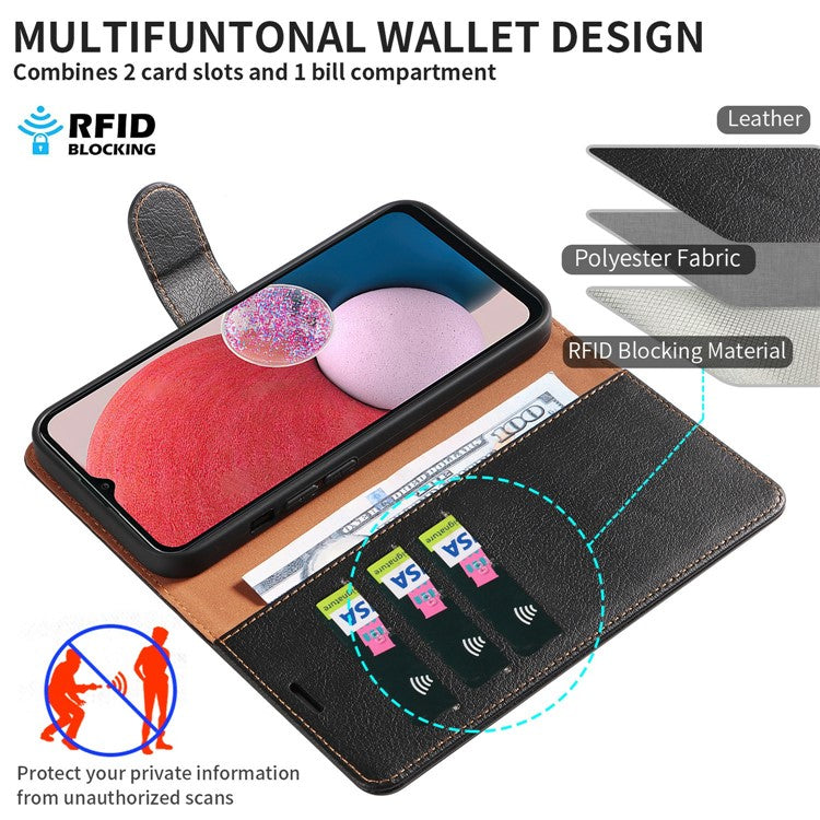For Samsung Galaxy A54 5G Wallet Case Magnetic RFID Blocking Smart Phone Cover - Black