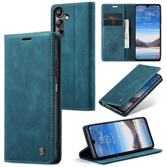 CASEME 013 Series For Samsung Galaxy A05s 4G Case Business Style View Flip Leather Phone Cover - Blue