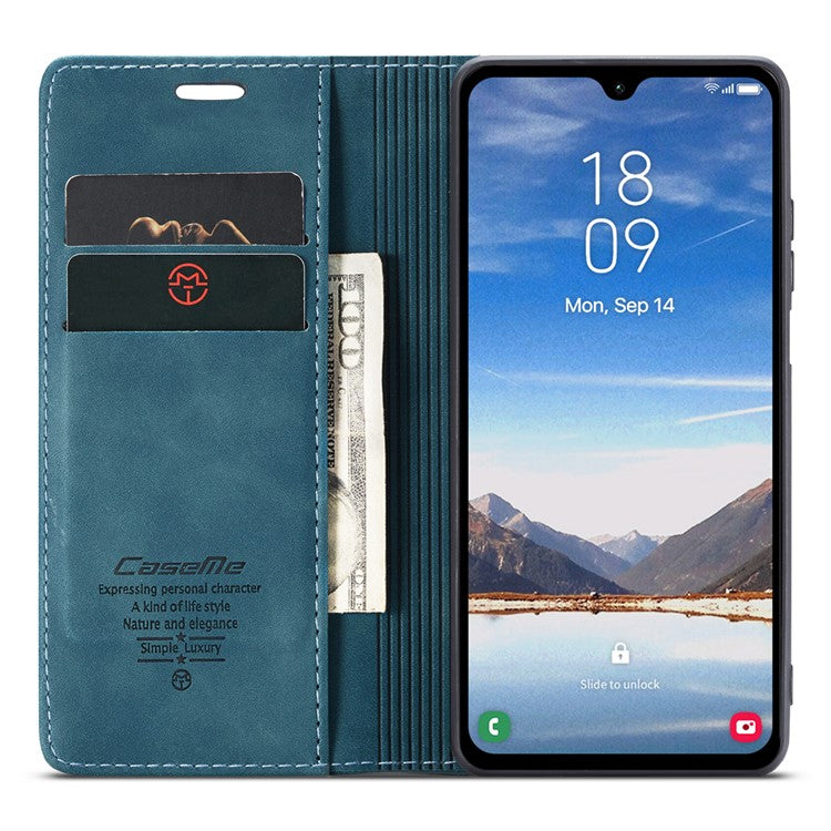 CASEME 013 Series For Samsung Galaxy A05s 4G Case Business Style View Flip Leather Phone Cover - Blue