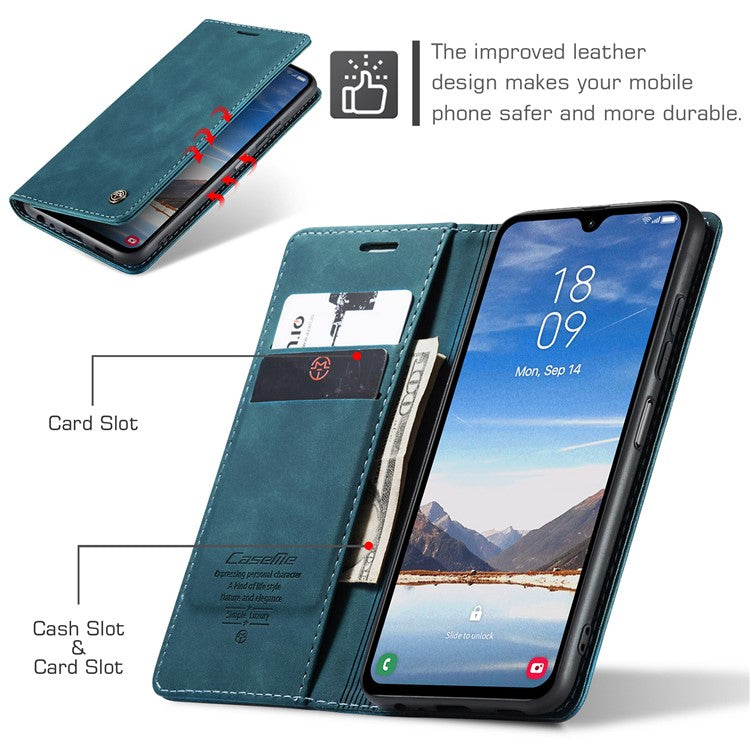 CASEME 013 Series For Samsung Galaxy A05s 4G Case Business Style View Flip Leather Phone Cover - Blue
