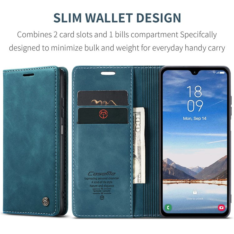 CASEME 013 Series For Samsung Galaxy A05s 4G Case Business Style View Flip Leather Phone Cover - Blue