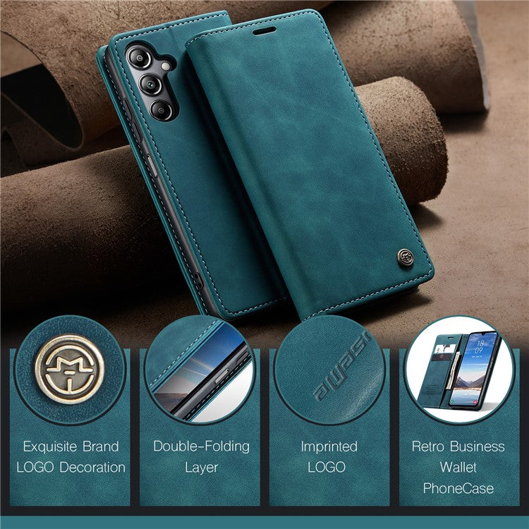CASEME 013 Series For Samsung Galaxy A05s 4G Case Business Style View Flip Leather Phone Cover - Blue