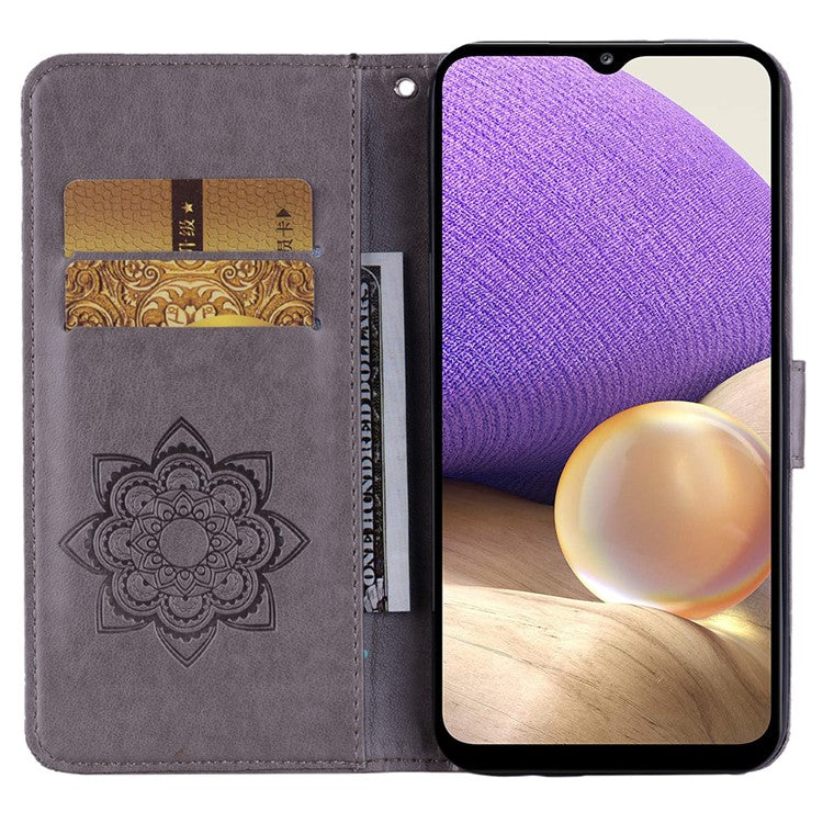 For Samsung Galaxy A55 5G Leather Case Rhinestone Wallet Phone Cover with Stand - Grey