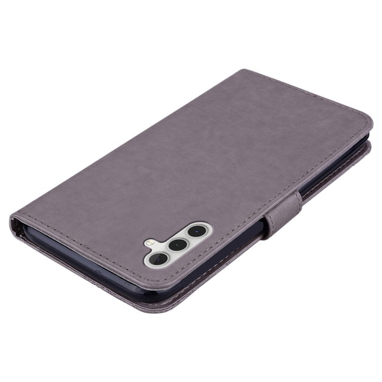 For Samsung Galaxy A55 5G Leather Case Rhinestone Wallet Phone Cover with Stand - Grey