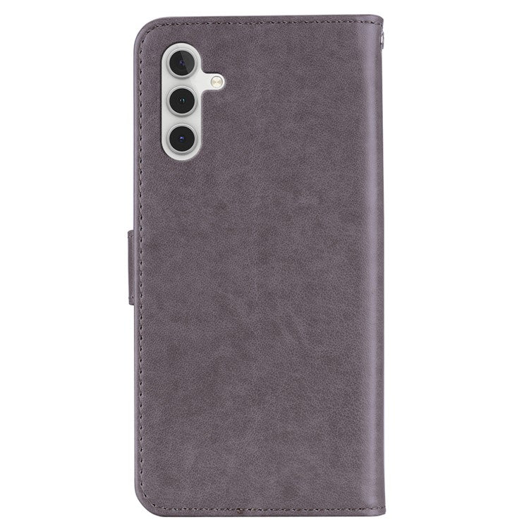 For Samsung Galaxy A55 5G Leather Case Rhinestone Wallet Phone Cover with Stand - Grey