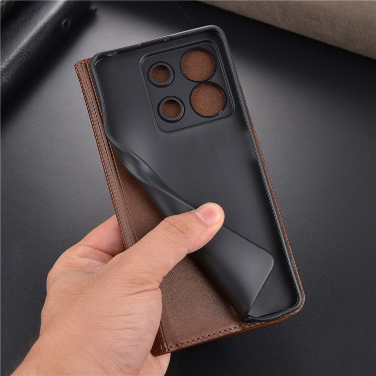 AZNS For Xiaomi Redmi Note 13 5G Case PU Leather Flip Folio Phone Cover with Card Holders - Black