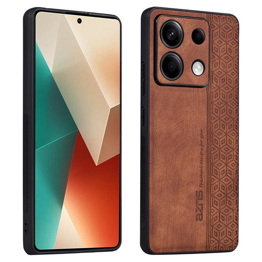 AZNS For Xiaomi Redmi Note 13 Pro 5G / Poco X6 5G Phone Case PU Leather Coated TPU Anti-fall Cover - Brown