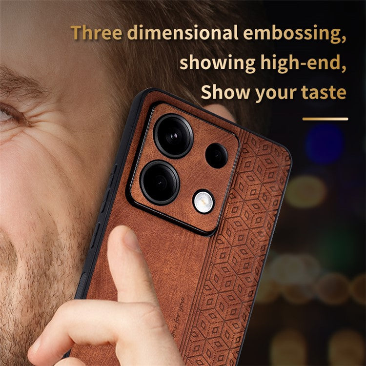 AZNS For Xiaomi Redmi Note 13 Pro 5G / Poco X6 5G Phone Case PU Leather Coated TPU Anti-fall Cover - Brown