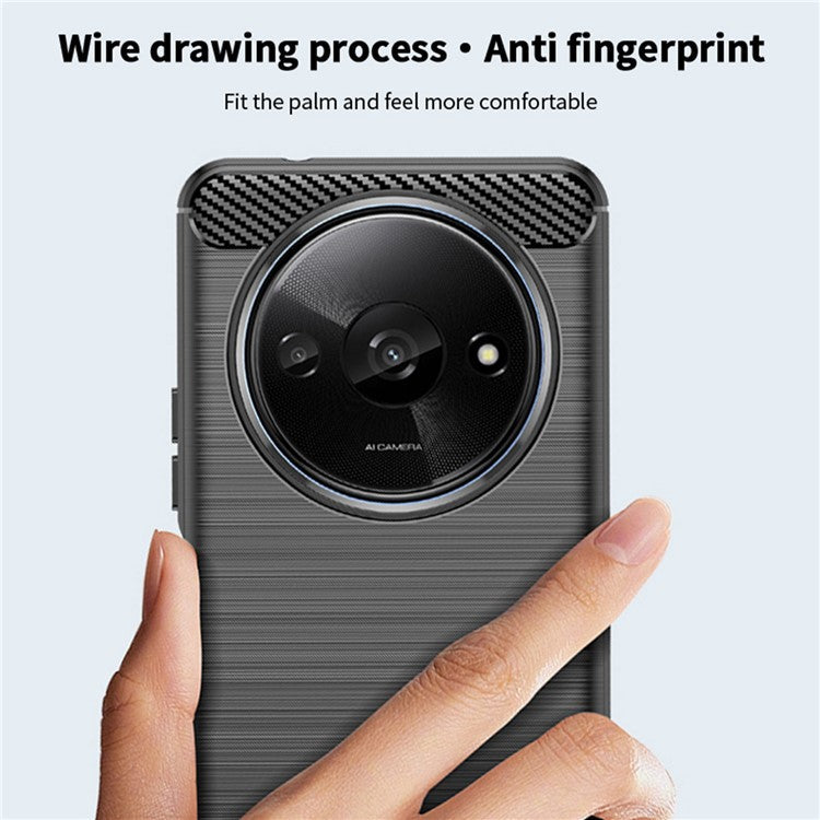 MOFI JK TPU Series-1 For Xiaomi Redmi A3 / Poco C61 4G Protective Case TPU Phone Cover Carbon Fiber Texture - Blue