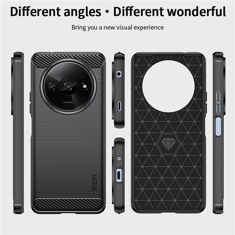 MOFI JK TPU Series-1 For Xiaomi Redmi A3 / Poco C61 4G Protective Case TPU Phone Cover Carbon Fiber Texture - Blue