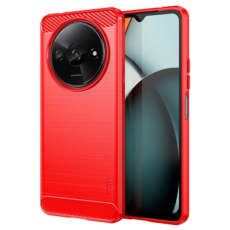 MOFI JK TPU Series-1 For Xiaomi Redmi A3 / Poco C61 4G Protective Case TPU Phone Cover Carbon Fiber Texture - Red