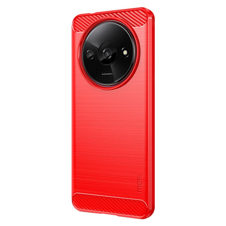 MOFI JK TPU Series-1 For Xiaomi Redmi A3 / Poco C61 4G Protective Case TPU Phone Cover Carbon Fiber Texture - Red
