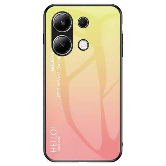 For Xiaomi Redmi Note 13 4G Shockproof Tempered Glass Case Anti-Scratch Cell Phone Cover - Gradient Yellow